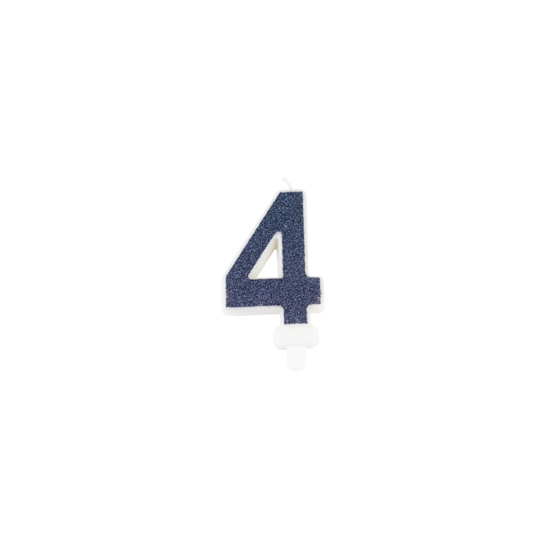 BOUGIE CHIFFRE 4 PAILLETTES MARINE BOUGIE CHIFFRE 4 PAILLETTES MARINE