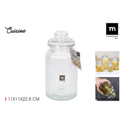 BONBONNIERE VERRE COTELÉ D11H28CM