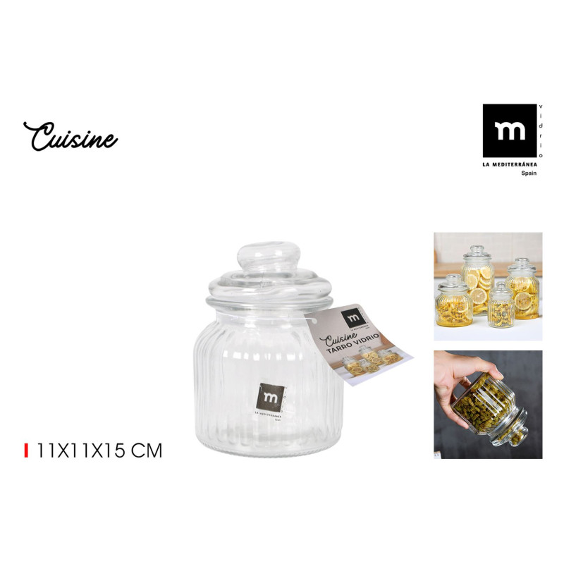 BONBONNIERE VERRE COTELÉ D11H15CM