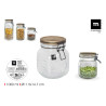 Bocal en Verre Vague 1000ml Couvercle Bois La Mediterranea Bocal en Verre Vague 1000ml Couvercle Bois La Mediterranea