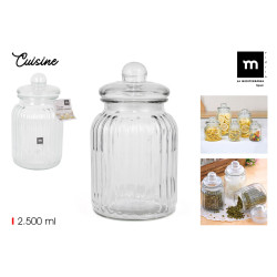 Grande Bonbonnière en Verre Côtelé 2500ml La Mediterranea