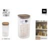 POT STRIÉ 1350ML COUV CARRE EN ACACIA