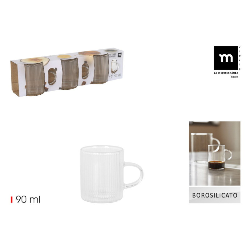 MUG X3 90ML VERRE TRANSPARENT