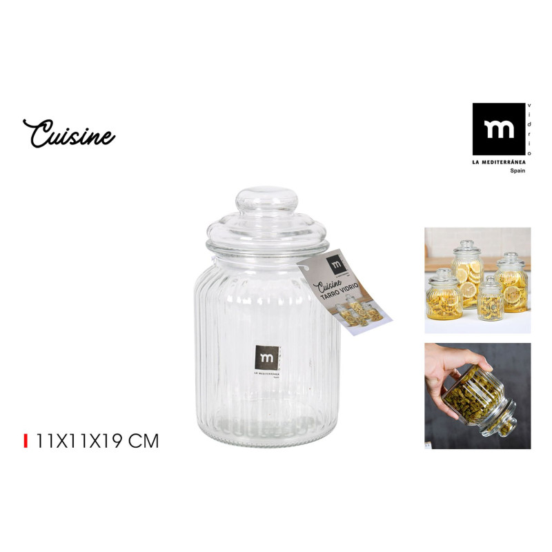 BONBONNIERE VERRE COTELÉ 11X11X19CM BONBONNIERE VERRE COTELÉ 11X11X19CM