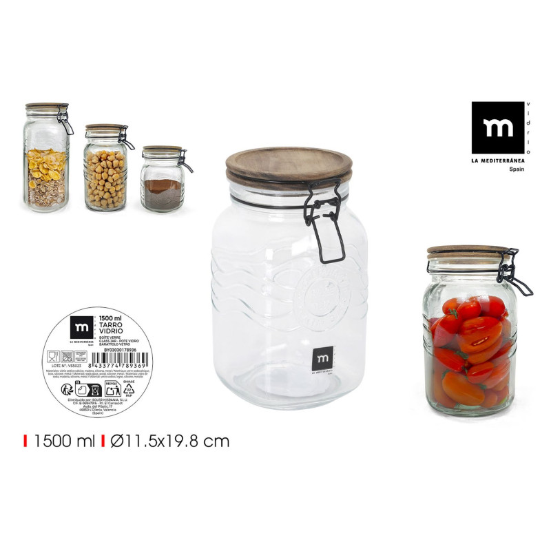 BOCAL VERRE VAGUE 1500ml C/BOIS