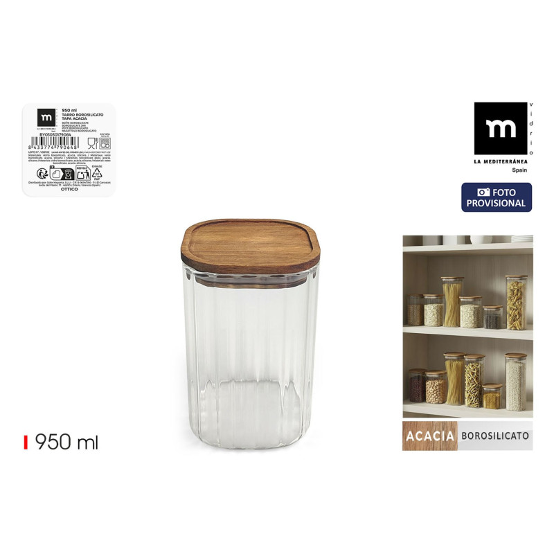 POT STRIÉ BOROSILICATE 950ML COUV CARRE