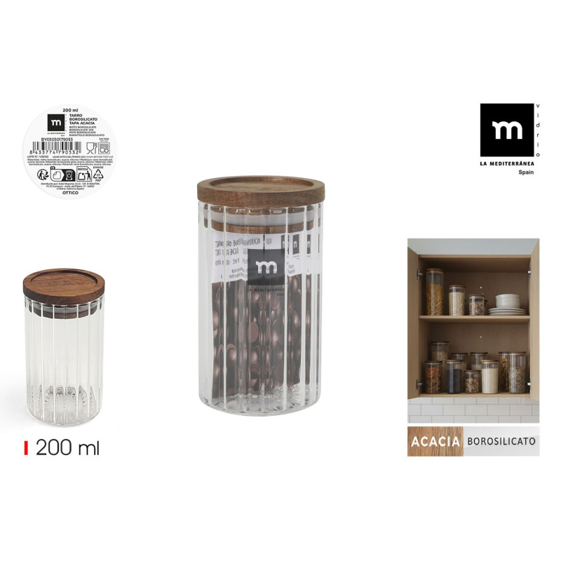 POT STRIÉ 200ML COUV EN ACACIA