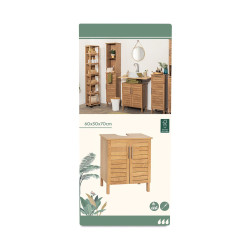 Meuble Sous Lavabo Style Colonial 2 Portes Aspect Teck