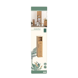 Meuble Réserve WC & Dérouleur Papier Aspect Teck Colonial