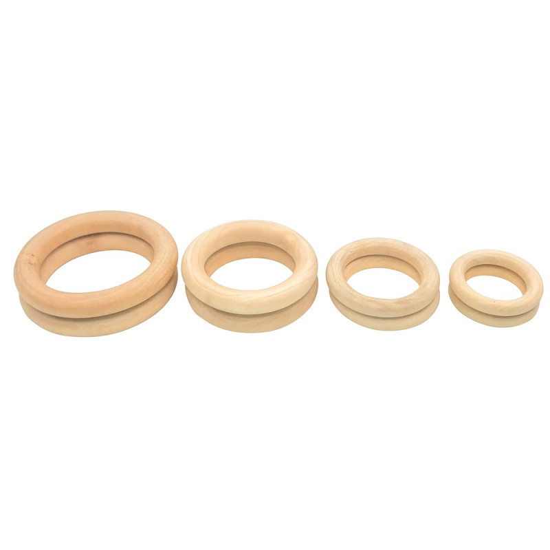 Anneaux bois pour macramé 4 à 7cmx8pcs