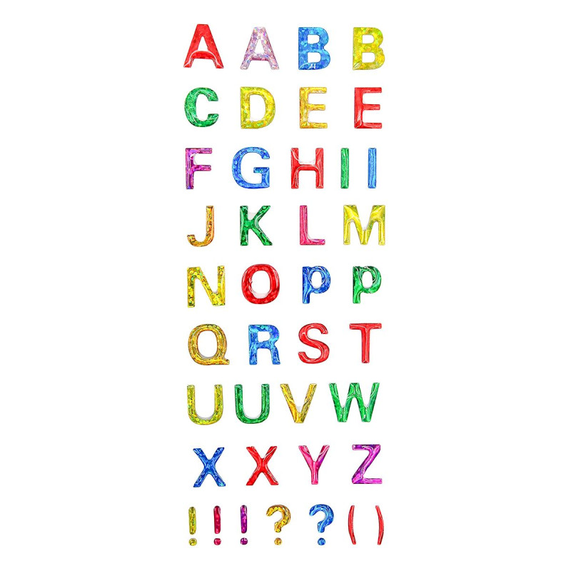 Stickers époxy pailletés alphabet et sym