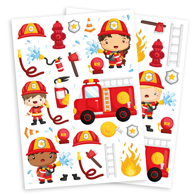 Gommettes pompiers, 0,5 à 6,7 cm x 80 pc