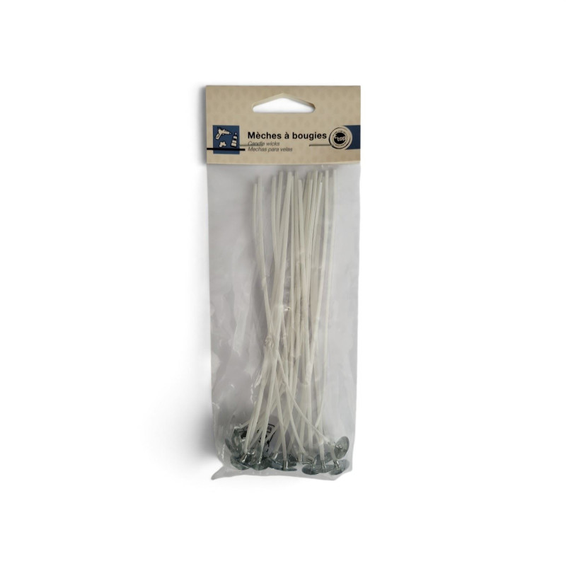 Mèches à bougies avec base 15cmx20pcs