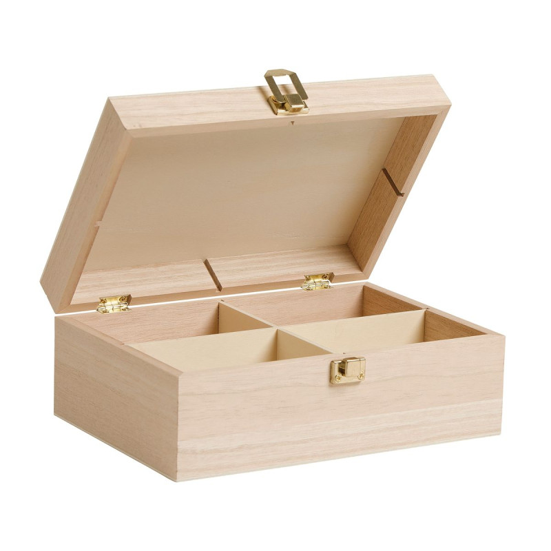 Boîte à thé bois 4 compartiments 20 x 14