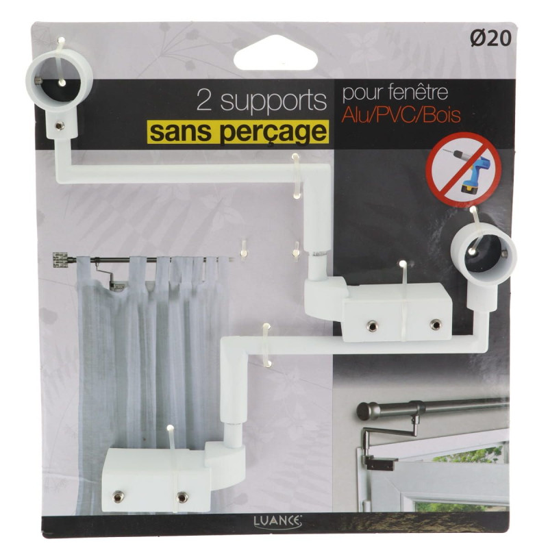 Lot de 2 Supports Tringle Sans Perçage D20 Blanc Mat | Luance Lot de 2 Supports Tringle Sans Perçage D20 Blanc Mat | Luance