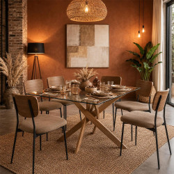 TABLE DE REPAS VERRE HERITAGE 140X80CM