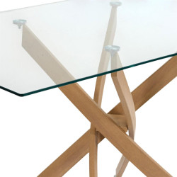 Table à Manger en Verre Trempé et Métal 140x80cm Heritage