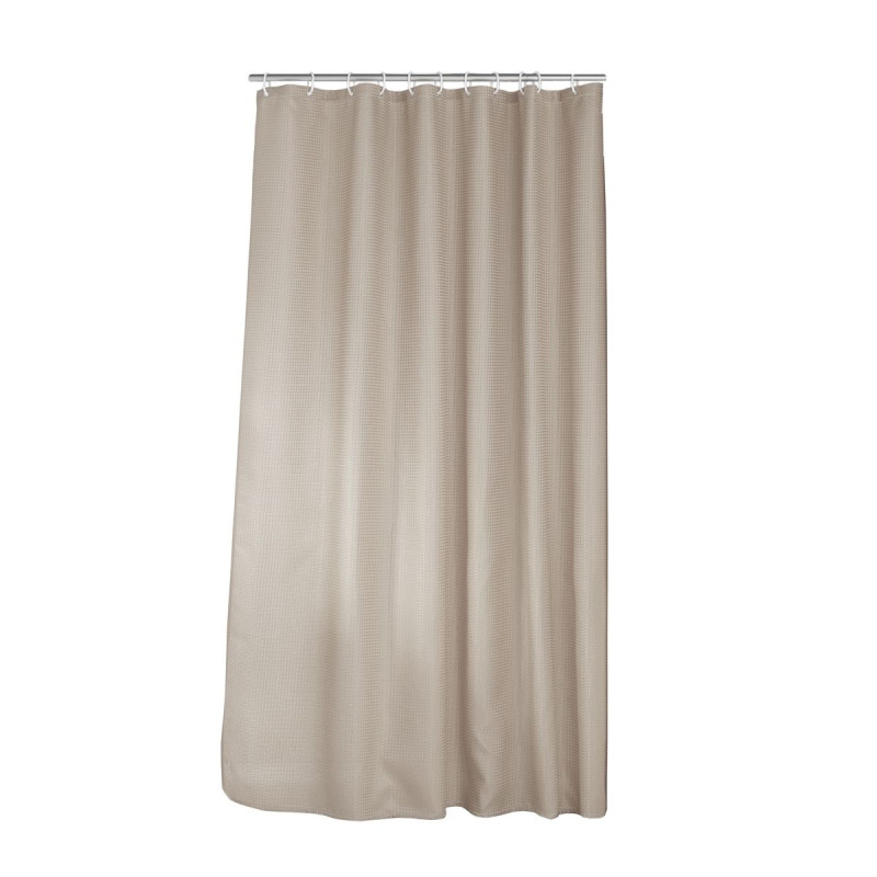 RIDEAU DOUCHE QUARTZ TAUPE+CROCHETS 180x