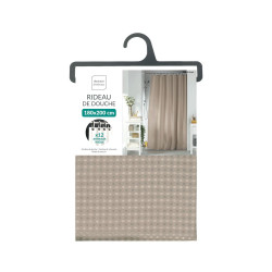 RIDEAU DOUCHE QUARTZ TAUPE+CROCHETS 180x