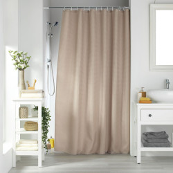 RIDEAU DOUCHE QUARTZ TAUPE+CROCHETS 180x