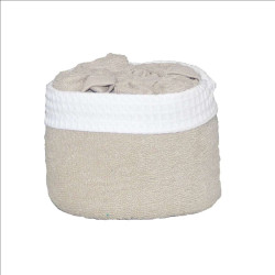 Panier Invités Fanny Natural + 6 Serviettes Éponge 30x30 cm 100% Coton