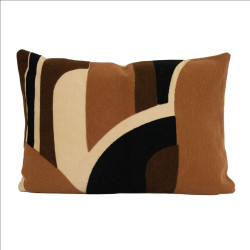 Coussin Brodé Carges Bison 40x60 cm | Motif Géométrique