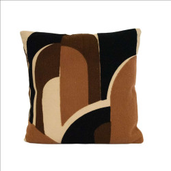 Coussin Brodé Carges Bison 45x45 cm | Motif Géométrique