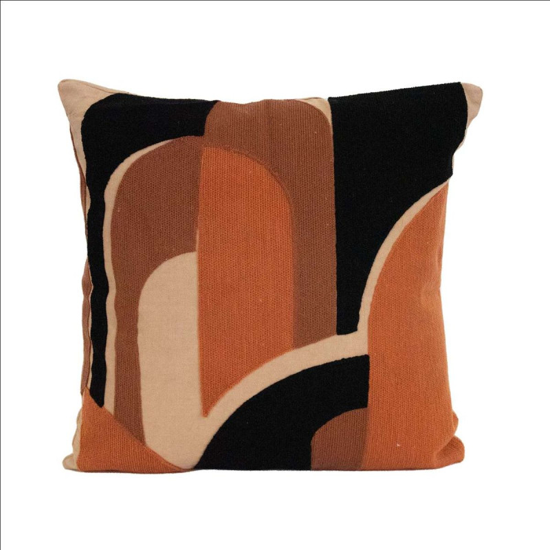 Coussin Brodé Carges Brique 45x45 cm | Motif Géométrique