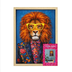 TOILE NEON LION MOUSTACHE 30X40CM