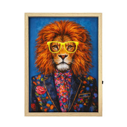 TOILE NEON LION MOUSTACHE 30X40CM