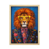 TOILE NEON LION MOUSTACHE 30X40CM