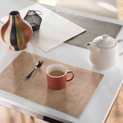 SET TABLE 30X45CM IMIT CUIR MARLON BLANC
