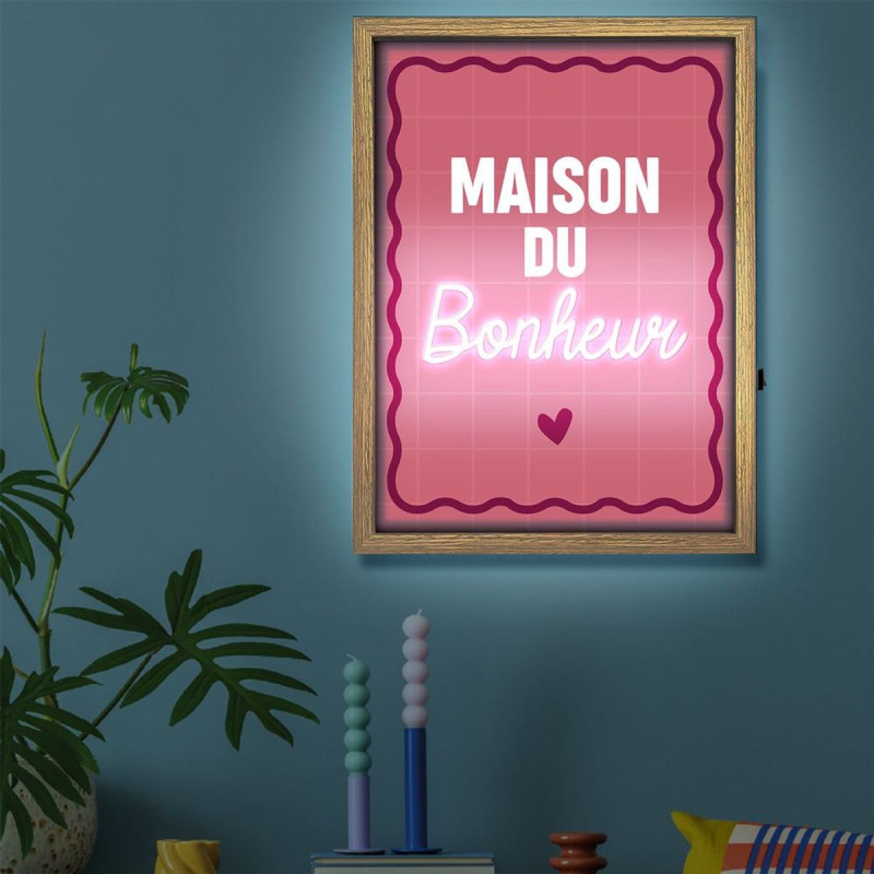 TOILE NEON MAISON DU BONHEUR 30X40CM