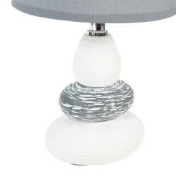 LAMPE GALET CERAMIQUE TEXTUREE BLANC GRI