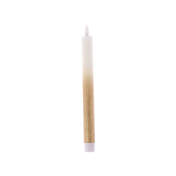 Bougie Flambeau LED Cire Or et Blanc Ø2x24,5 cm | Déco Table Chic