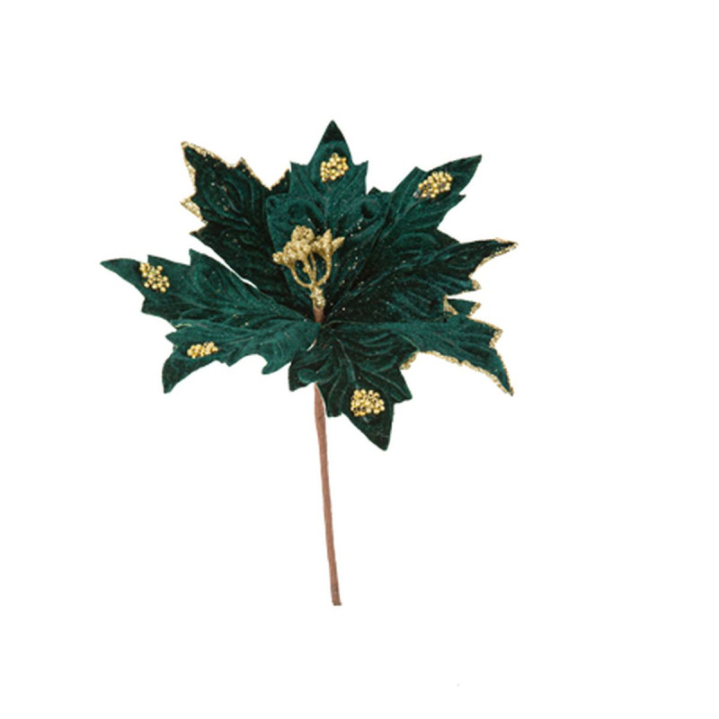 Fleur de Poinsettia sur Tige Velours Ver