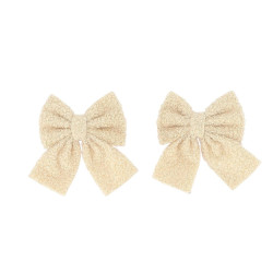 2 Nœuds Tissu Bouclette Crème 12x12cm
