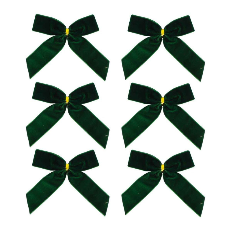 6 Nœuds Velours Vert Anglais 9x9cm | Déco Table & Sapin Chic 6 Nœuds Velours Vert Anglais 9x9cm | Déco Table & Sapin Chic