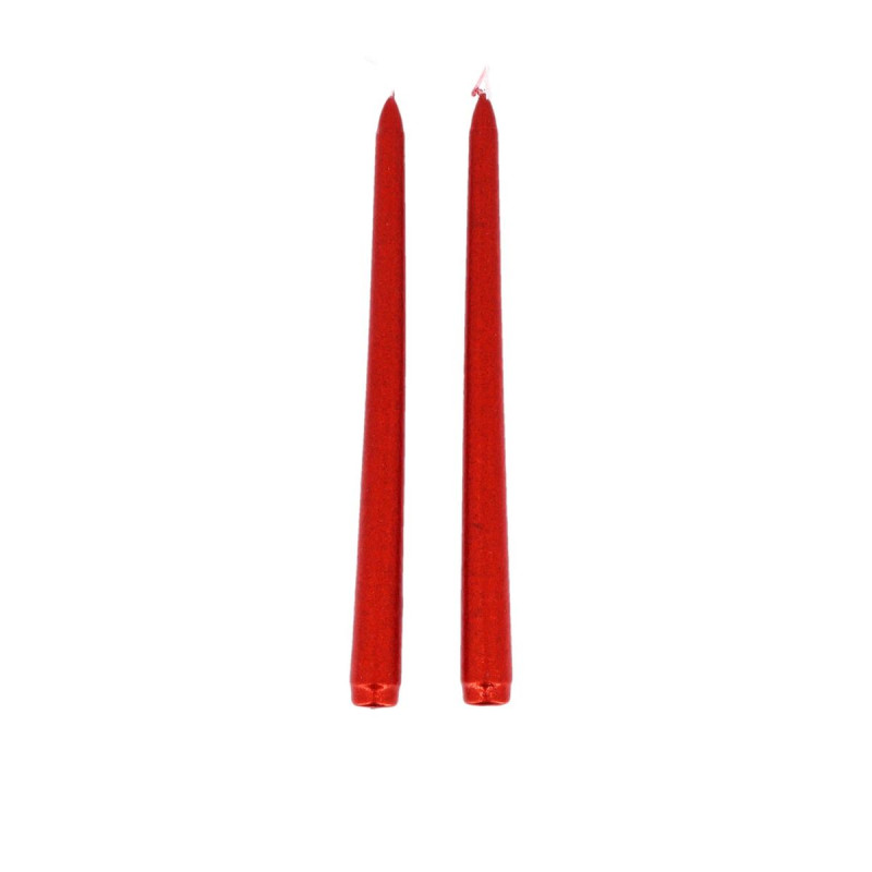 2 Bougies Flambeau Pail. Rouges Ø2,2x25c