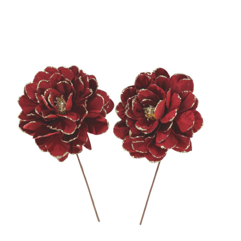 2 Fleurs Velours Bordeaux et Pail. Or Ø9