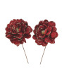 2 Fleurs Velours Bordeaux et Pail. Or Ø9