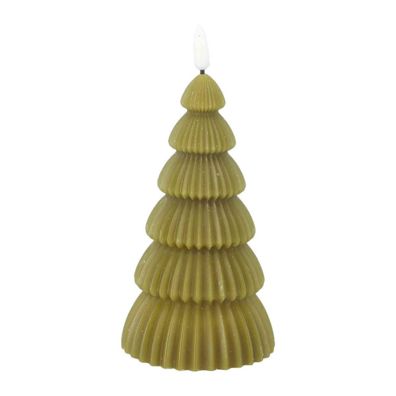 Bougie Sapin LED Cire Vert Kaki Ø8x17,5c