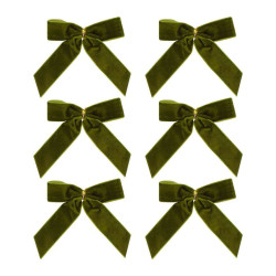 6 Nœuds Velours Vert Pistache 9x9cm | Déco Table & Sapin