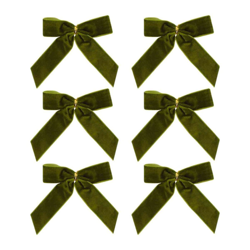 6 Nœuds Velours Vert Pistache 9x9cm | Déco Table & Sapin 6 Nœuds Velours Vert Pistache 9x9cm | Déco Table & Sapin
