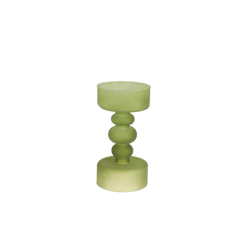 Bougeoir Clara Verre Givré Vert Kaki Ø8x