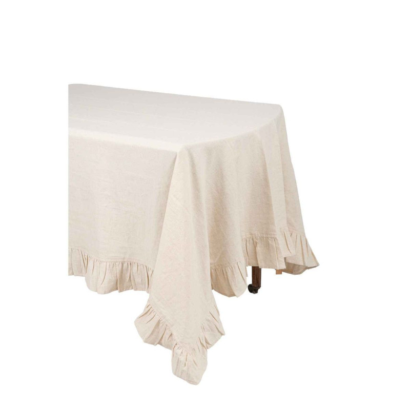 Nappe à Volant Coton Effet Lin 140x240cm