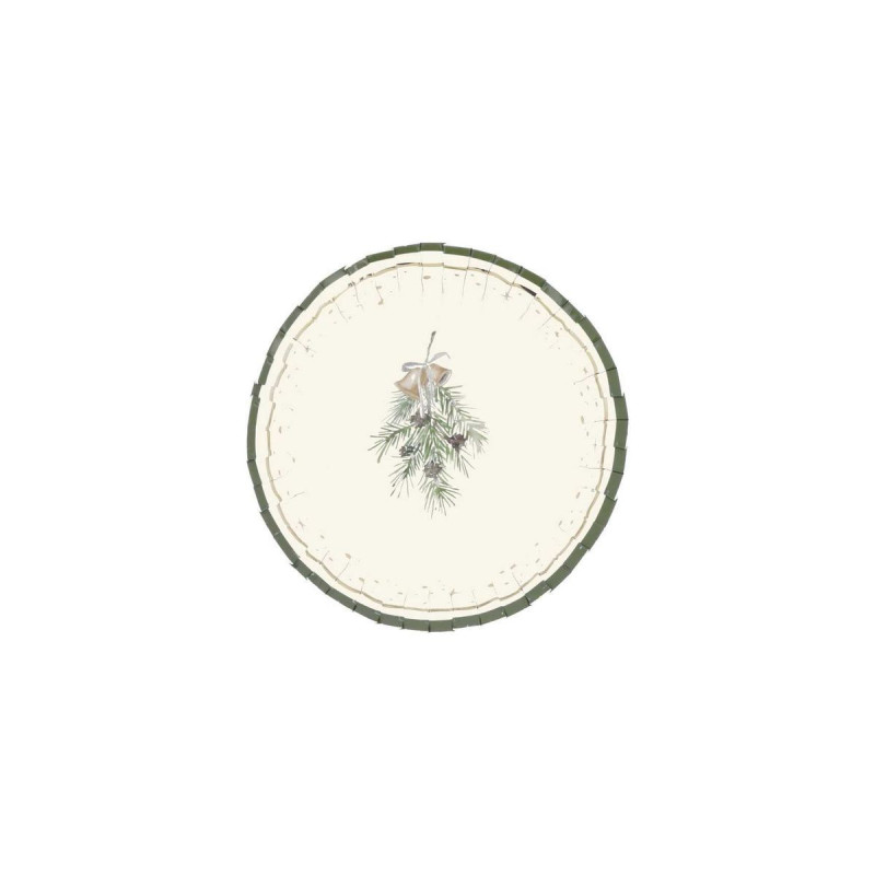 8 Bols Noël au Chalet Carton Crème, Vert