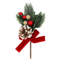 Branche Noël Chic avec Nœud en Velours R
