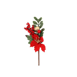 Branche Prestige Rouge, Vert et Or 15cm