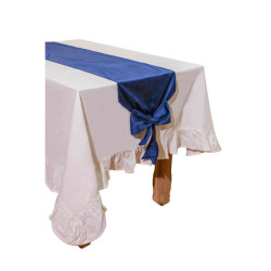 Chemin de Table avec Bouts de Table Nœuds Velours Bleu Marine 35x240cm